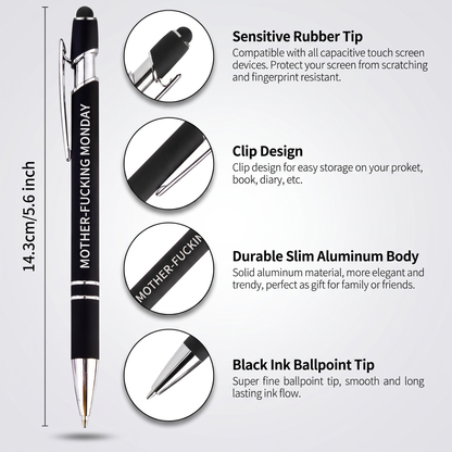 Funny Sarcastic Ballpoint + Stylus Pen (Black Ink)